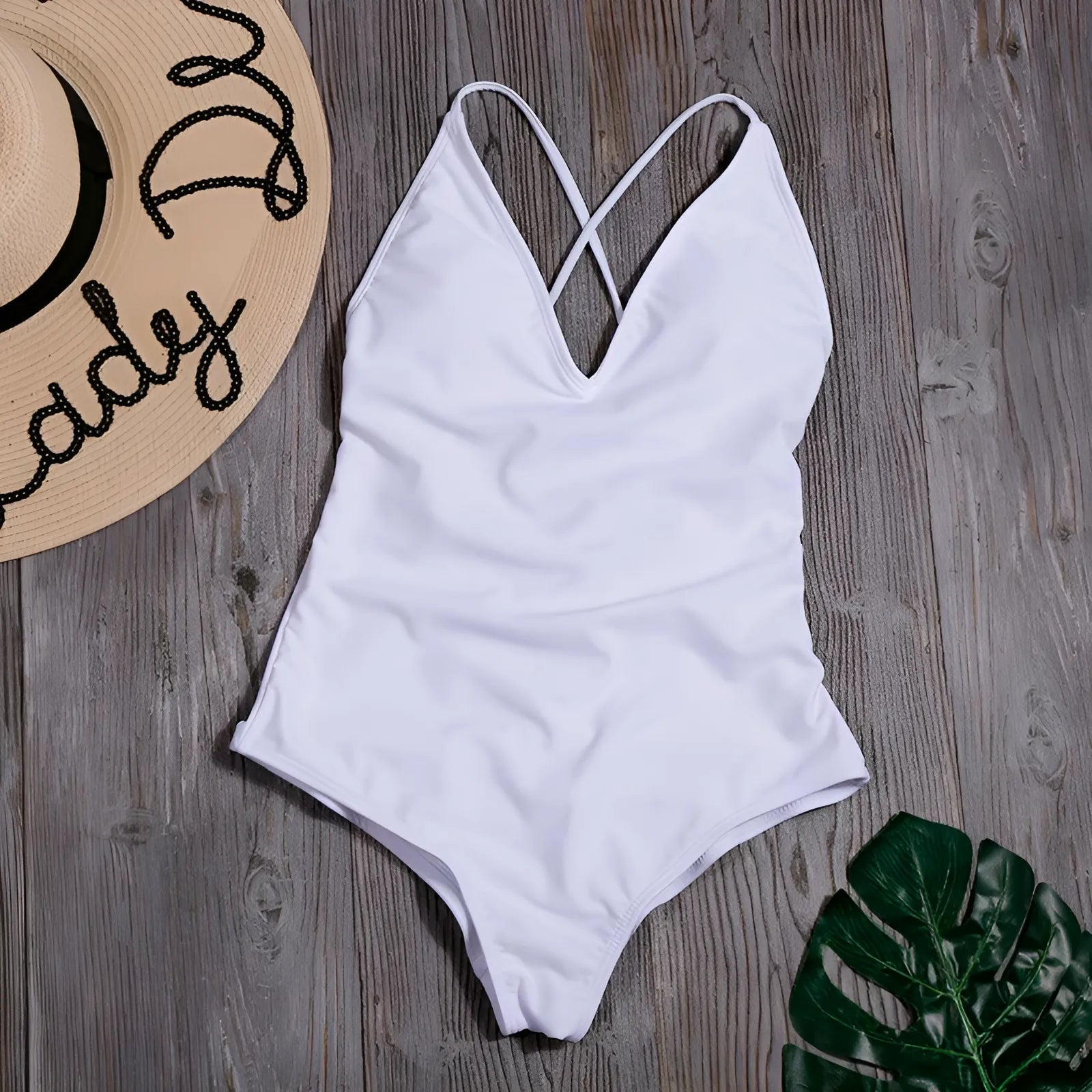 White Classic Backless Swimsuit