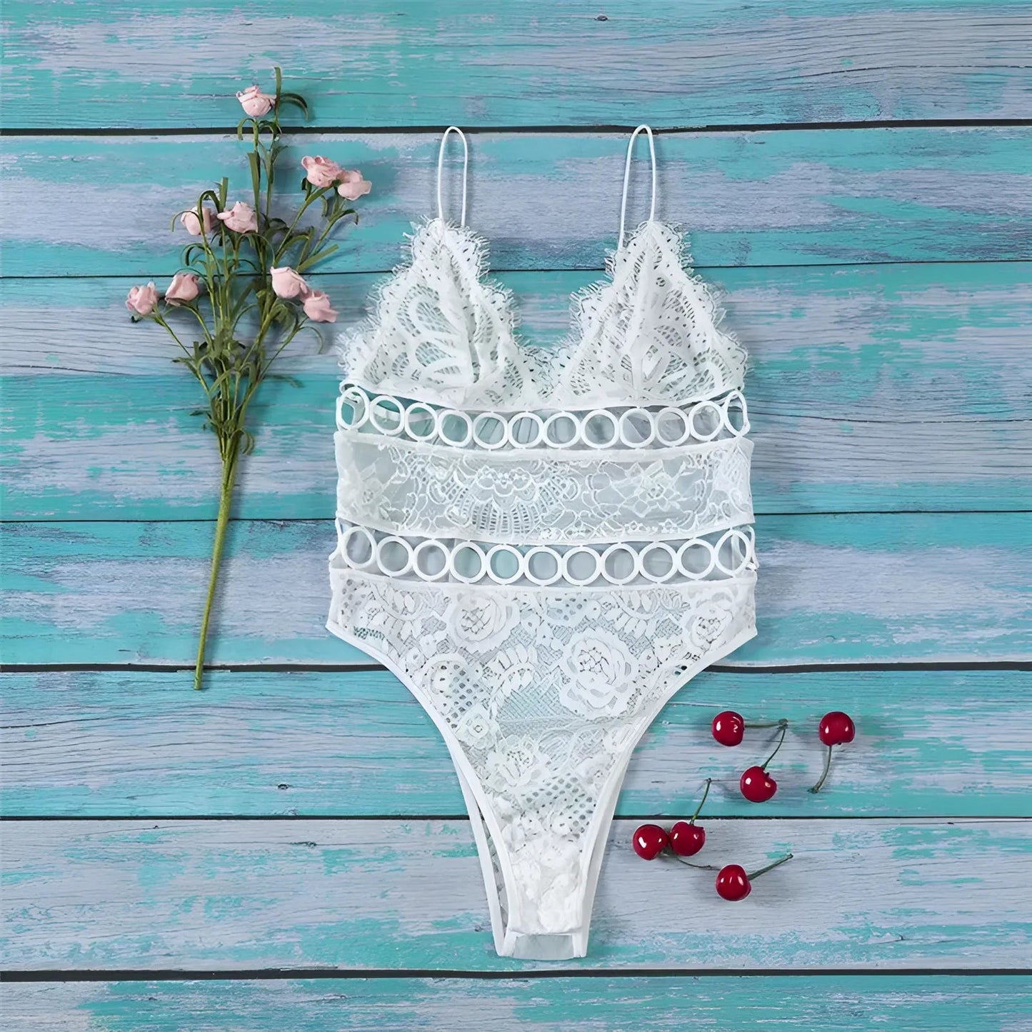 White Decorative Corset Bodysuits