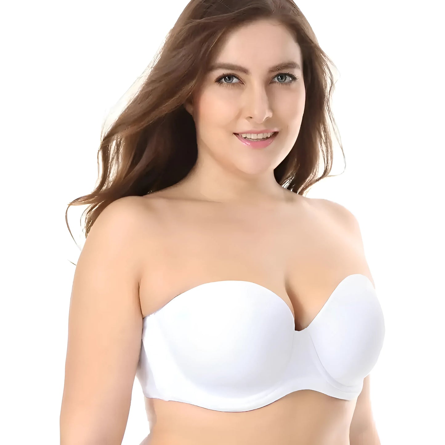 White Detachable Strap Bra in Plus Sizes