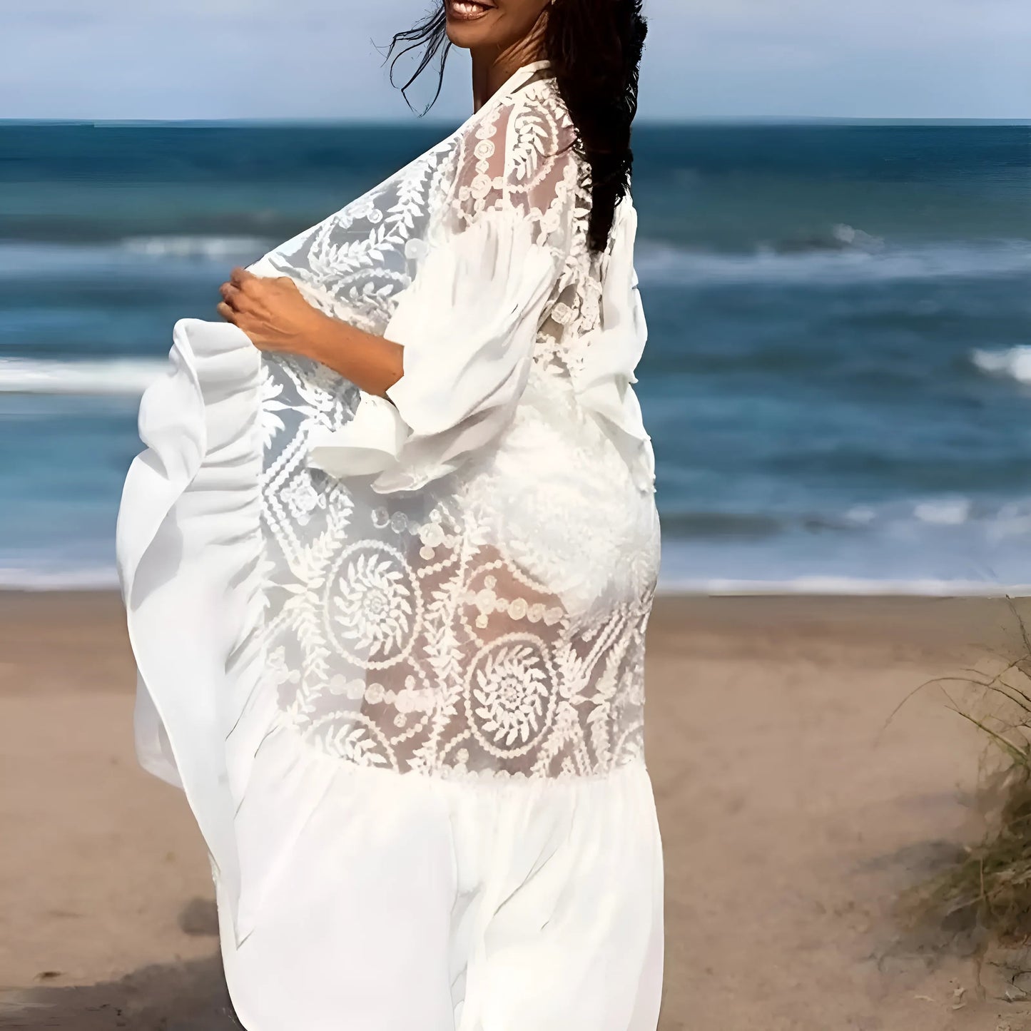 White Lace Beach Kimono