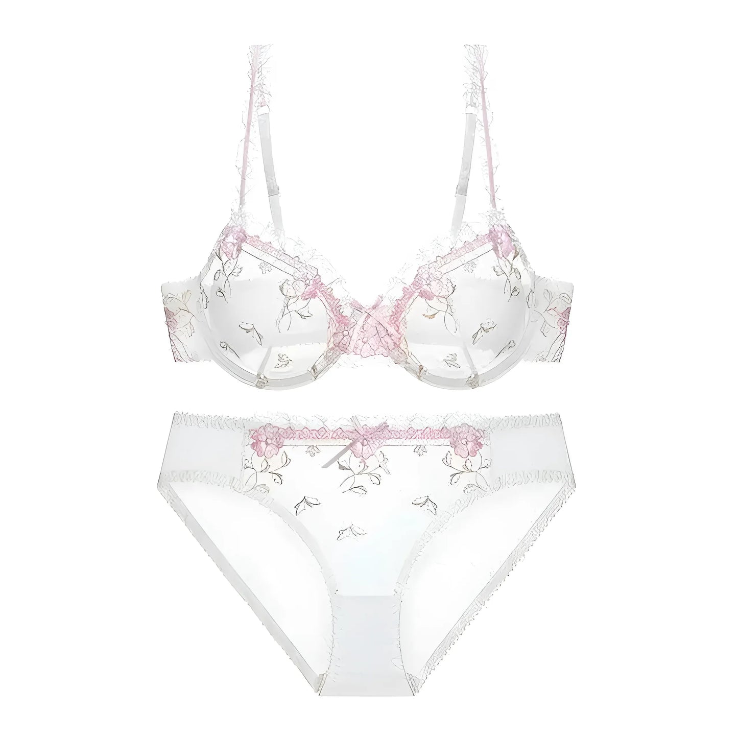 White Lace Bra with Floral Design