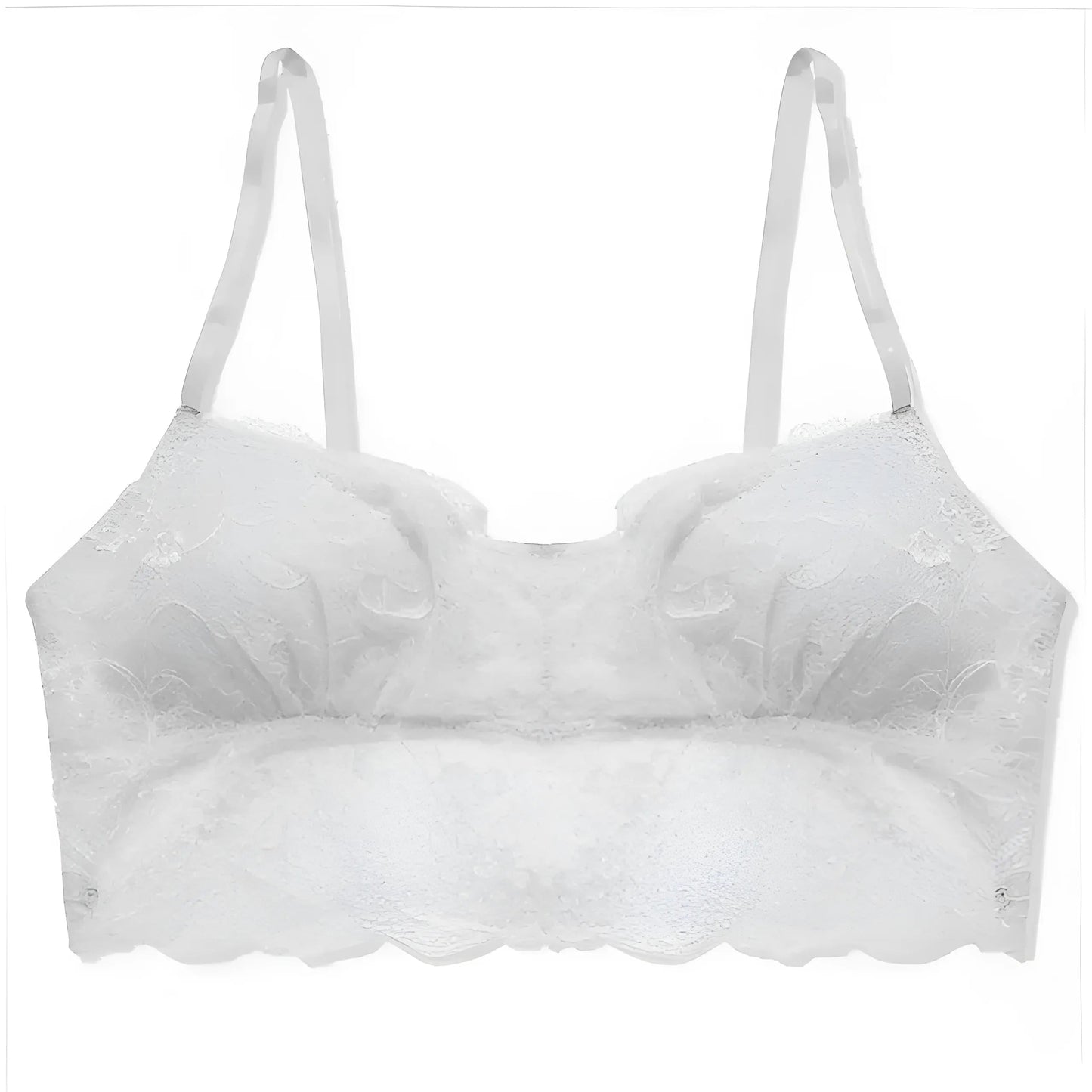 White Lace Bra with Frill Trim