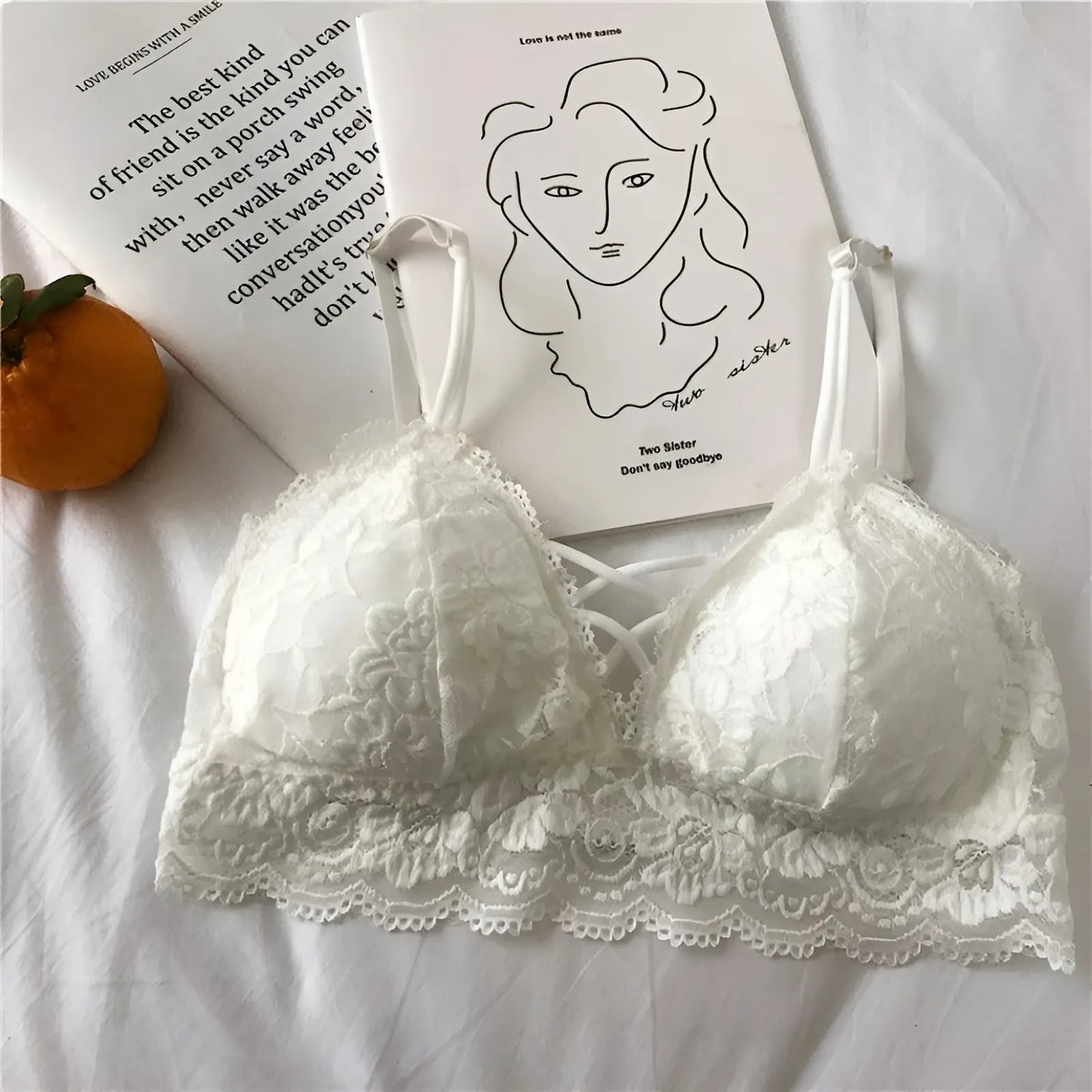 White Lace Bralette with Low Rise Design