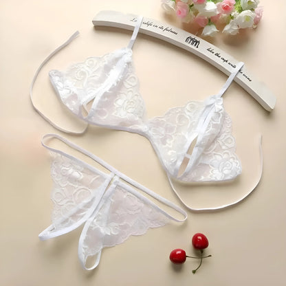 White Lace Lingerie Set with Cut-Outs