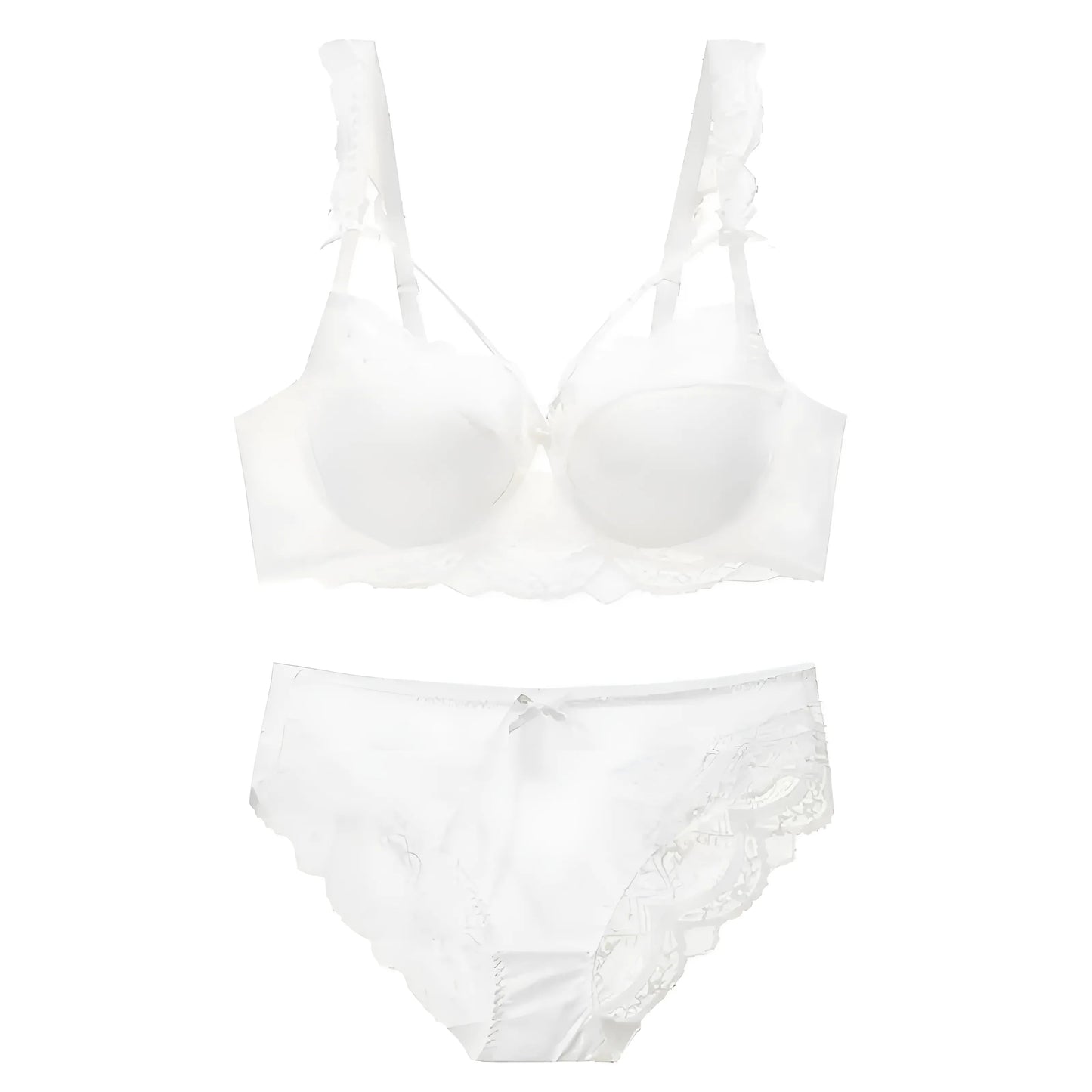 White Lace Lingerie Set with Straps at the Cups