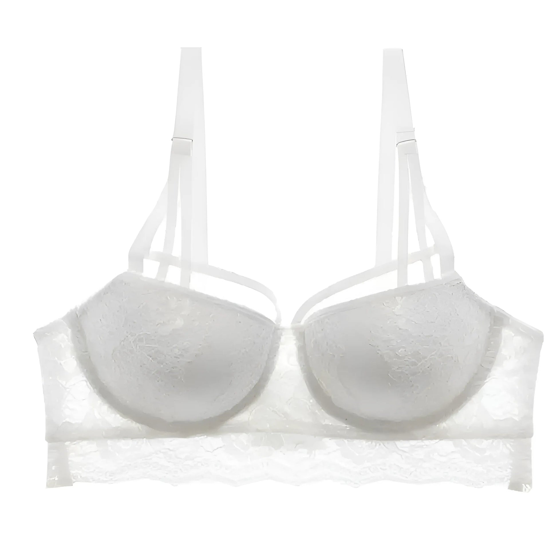 White Lace Push-Up Bra with Decorative Straps