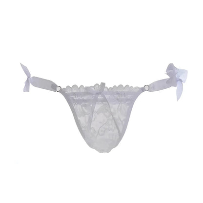 White Lace String Thong with Hip Ties