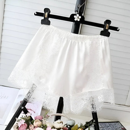 White Lace Trim Sleep Shorts