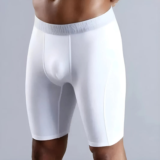 White Men's Long Boxer Shorts