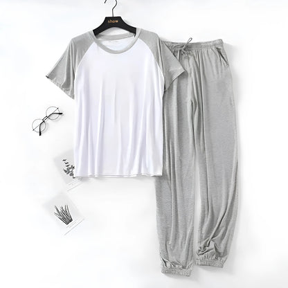 White Men's Two-Tone Pyjama Set