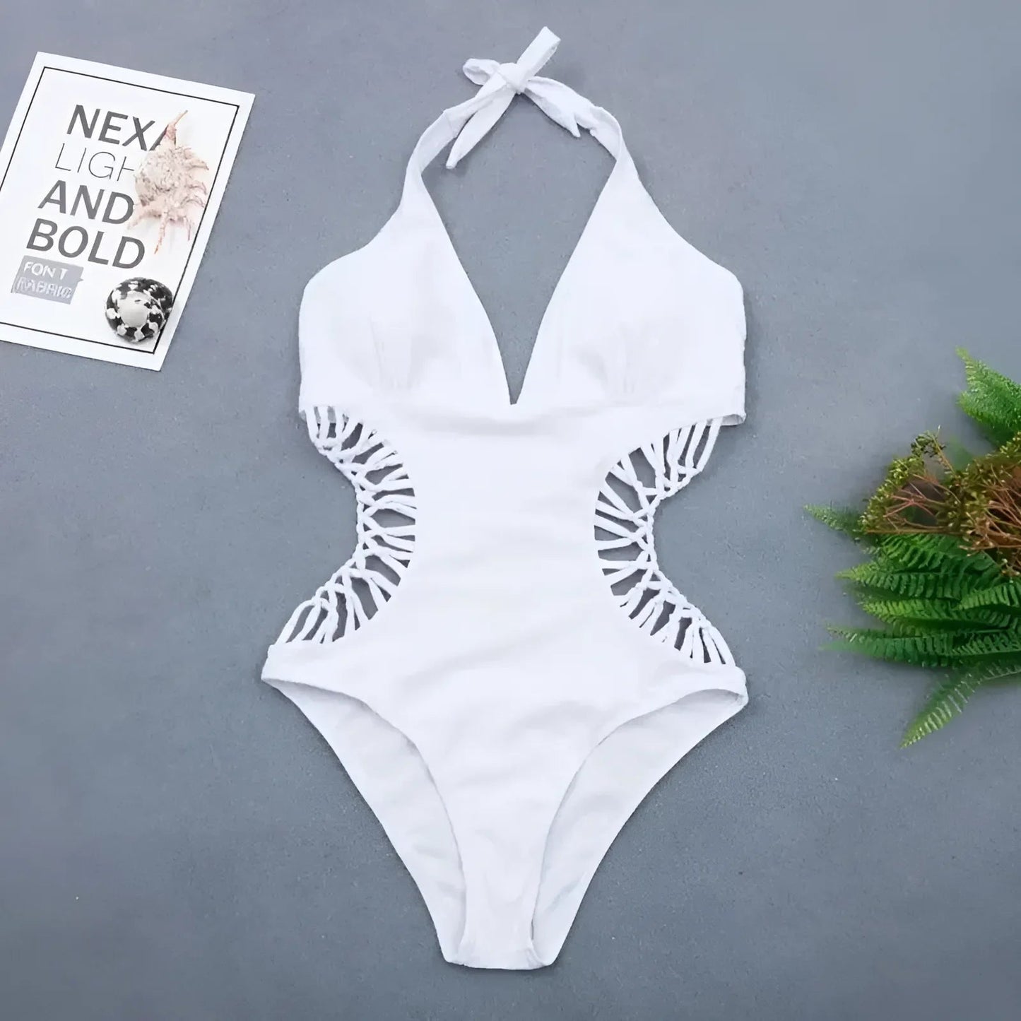 White One-Piece Swimsuit with Side Cut-Outs