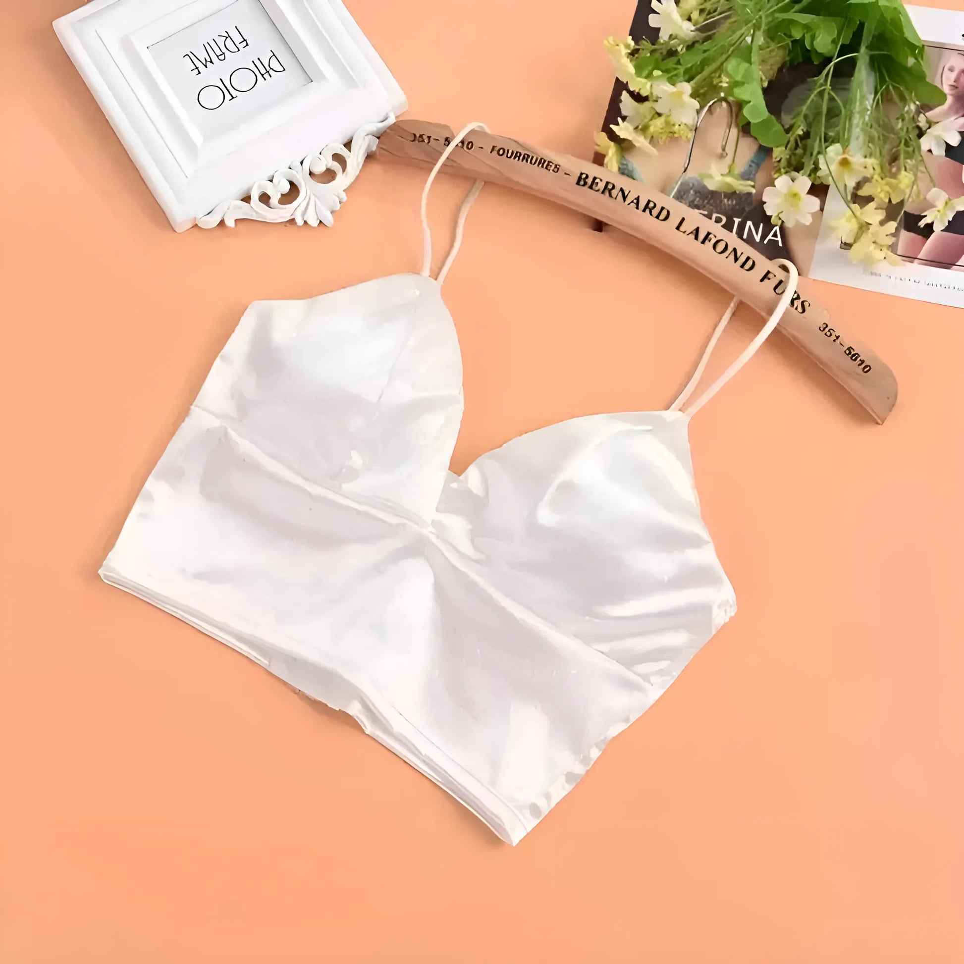 White Satin Bralette Bra