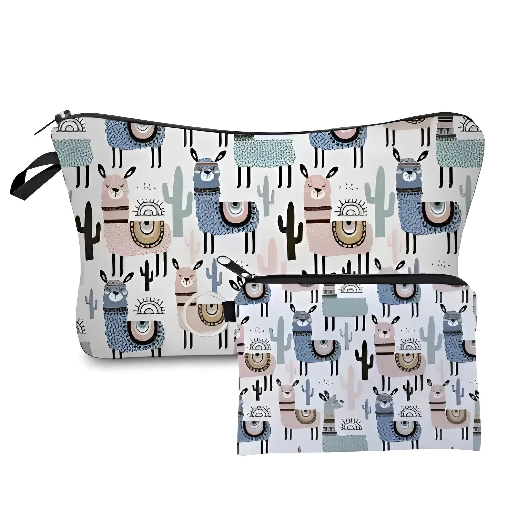 White Set of Two Zip Cosmetic Bags