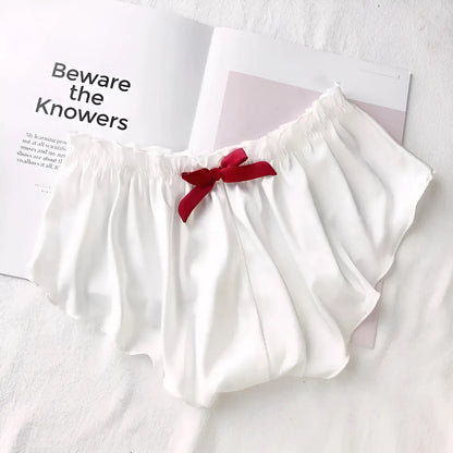 White Short Pyjamas with Bow Detail