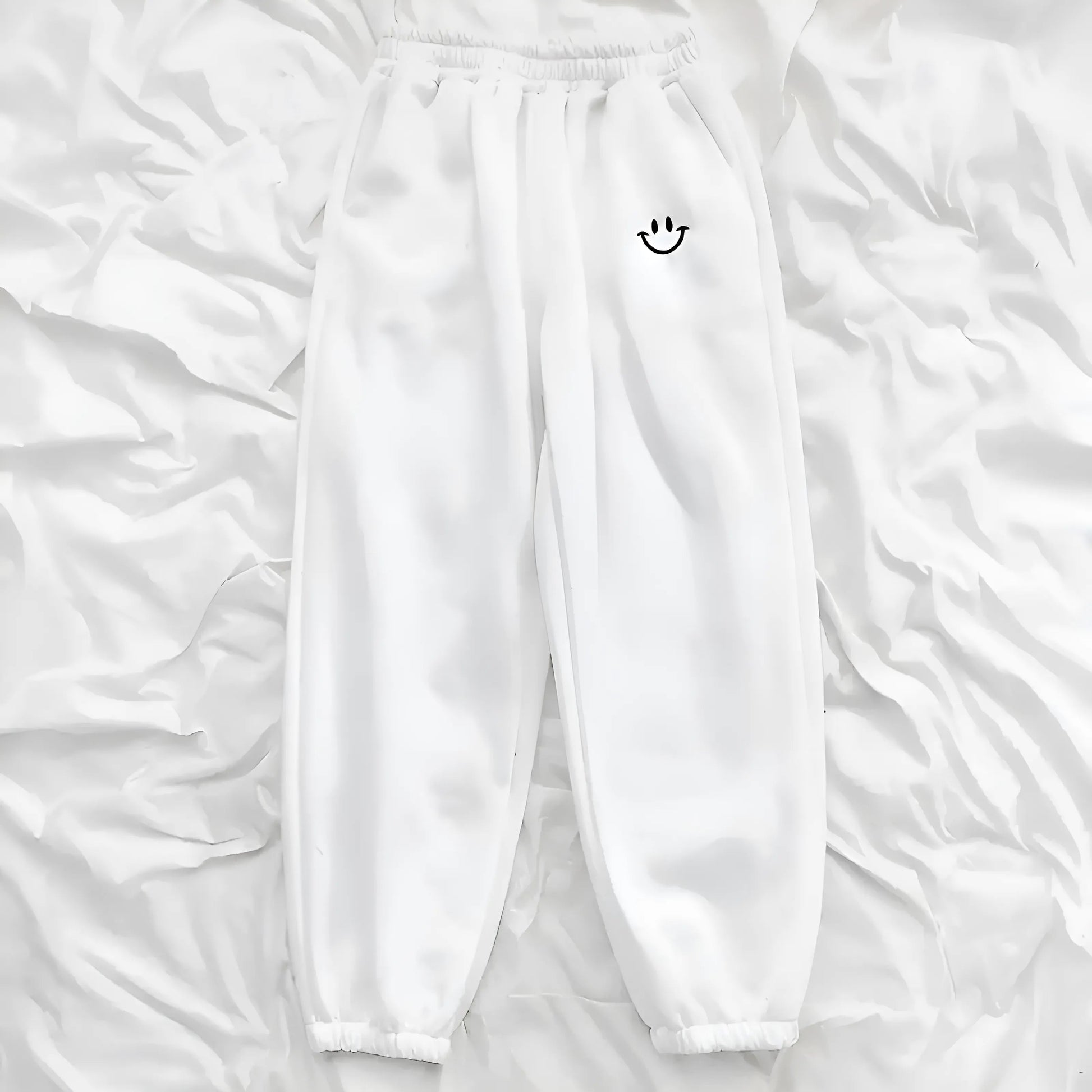 White Sporty Tracksuits with Subtle Print