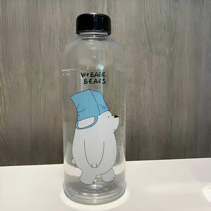 White Teddy Bear Printed Water Bottle