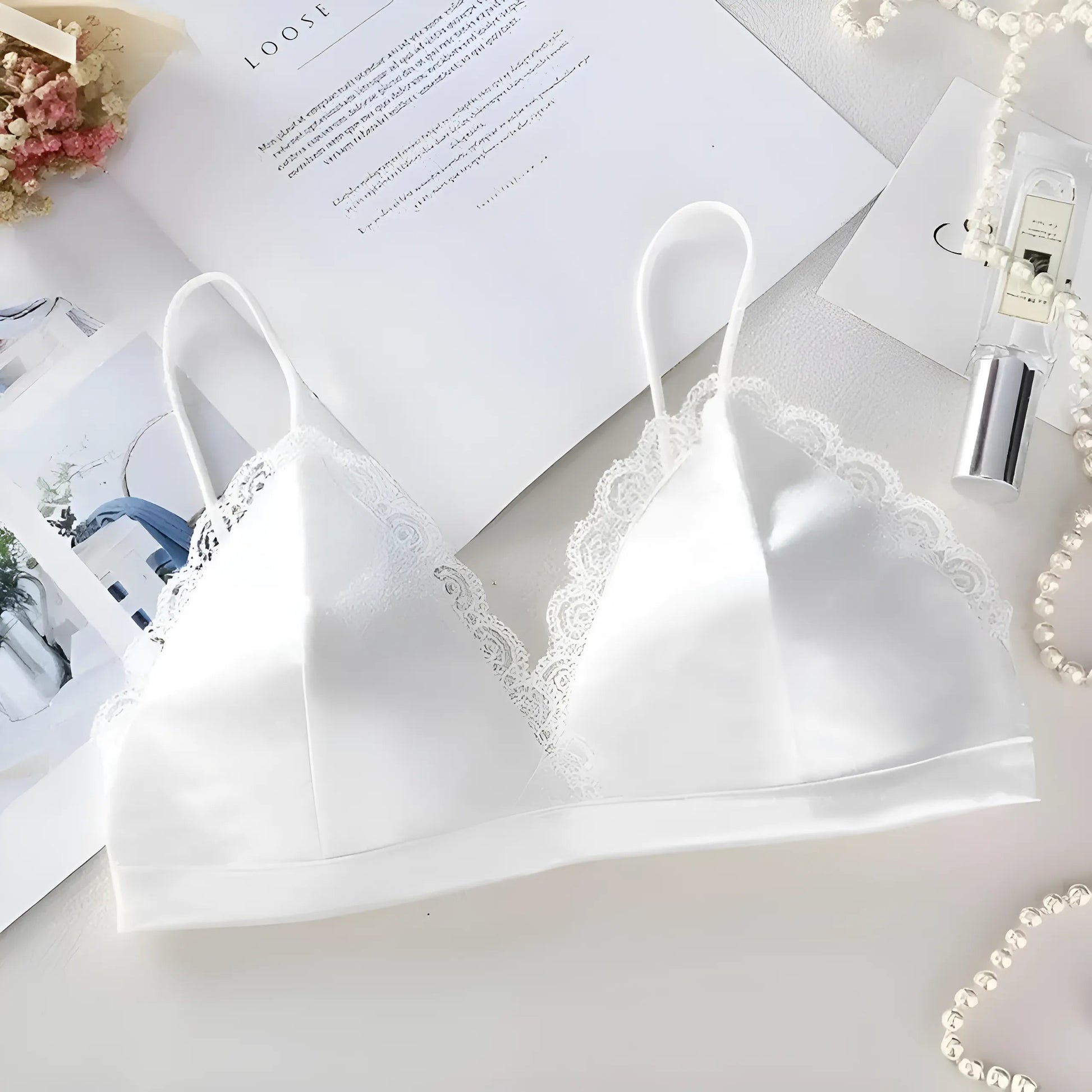 White Triangle Cup Lace Bra