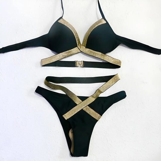 White Two-Piece Swimsuit with Straps