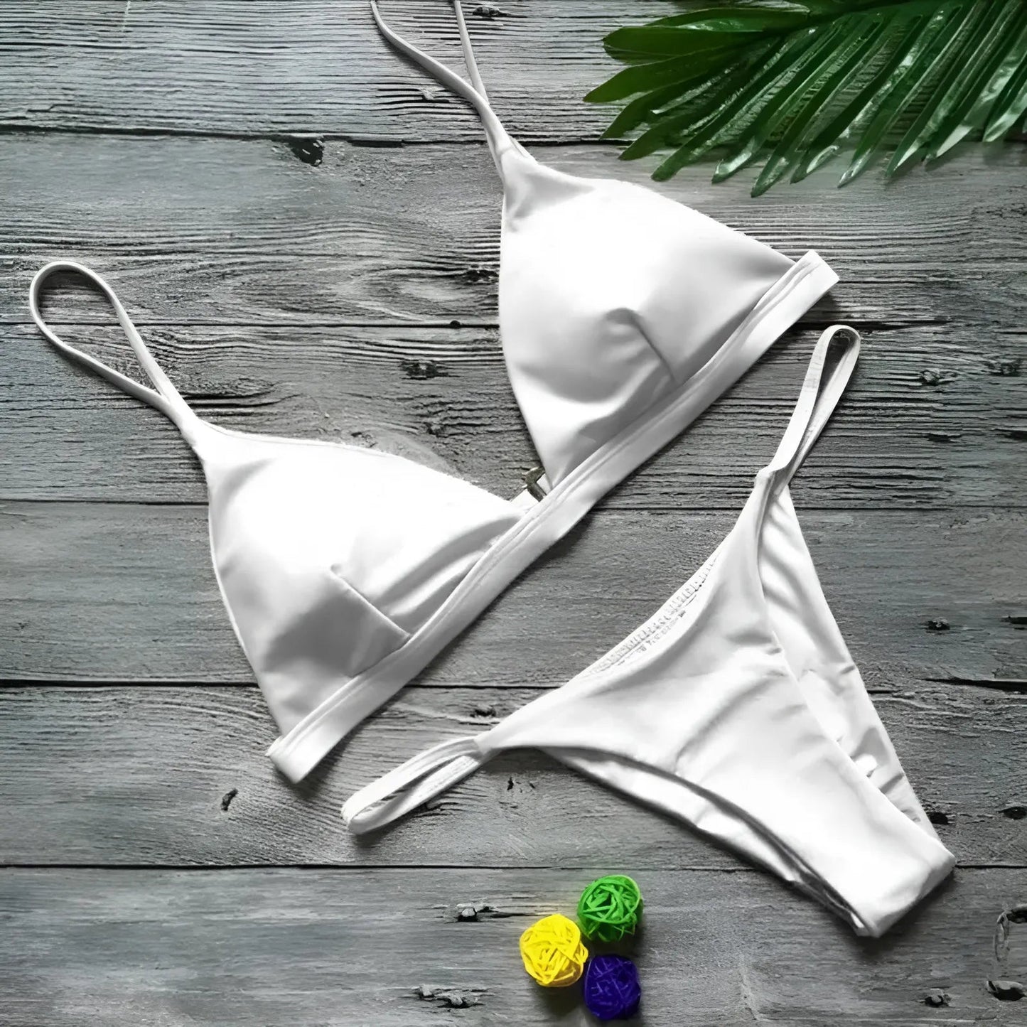 White Two-Piece Triangle Cup Bikini Set