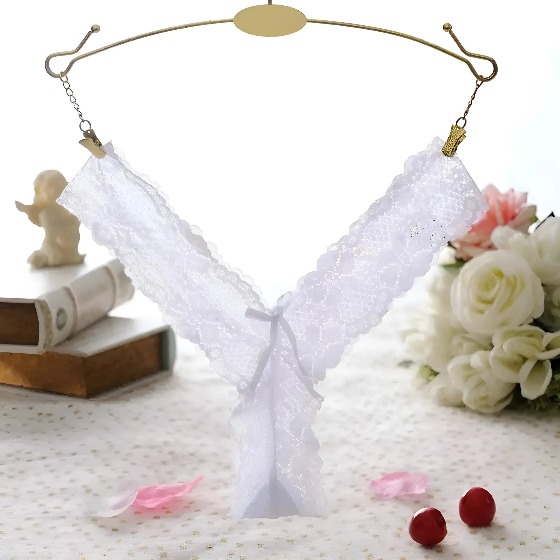 White Universal Lace Thongs