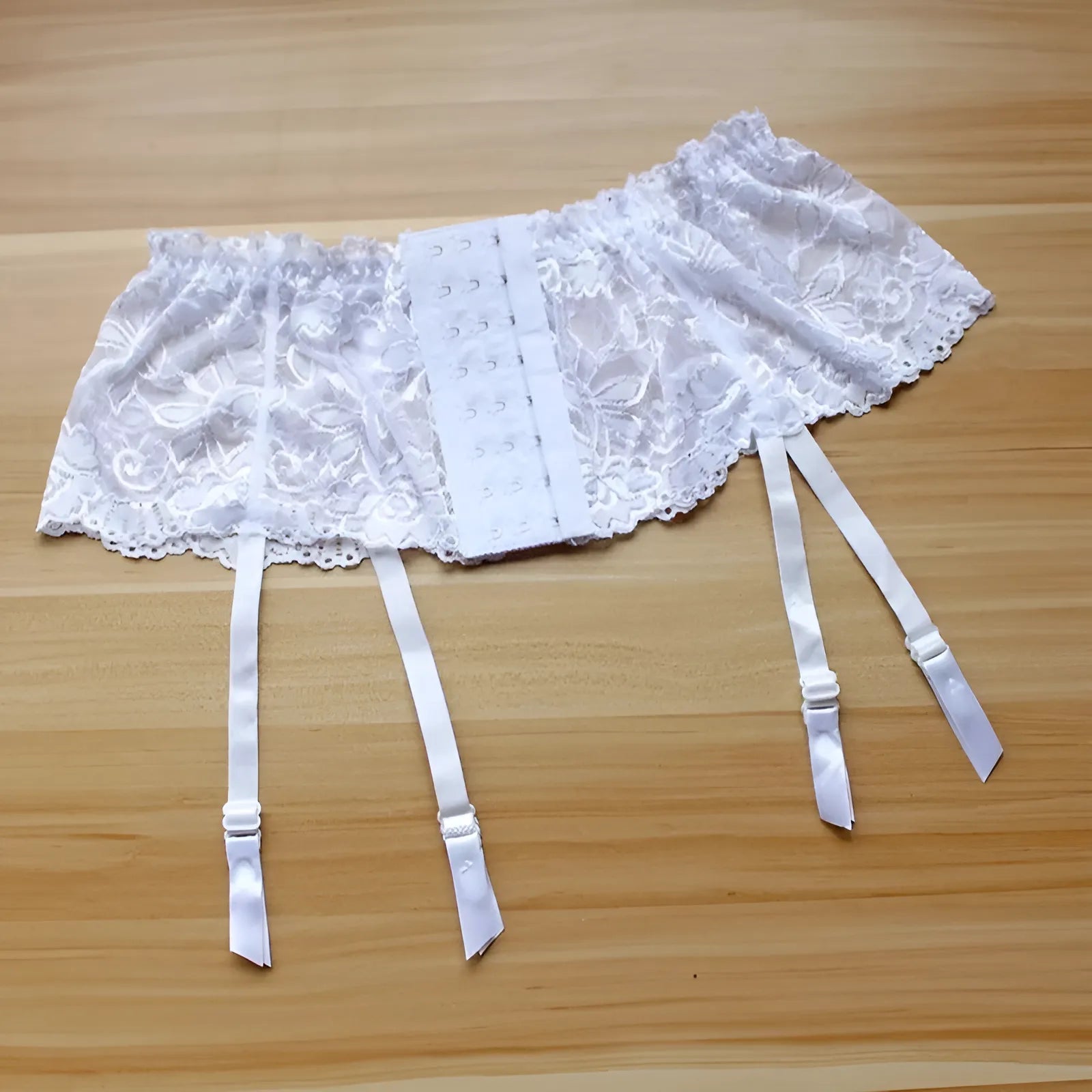 White Universal Suspender Belt with Hooks