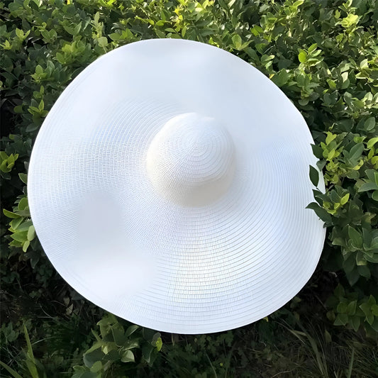White Wide Brim Beach Hat
