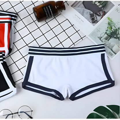 White Women's Boxer Briefs with Colourful Waistband