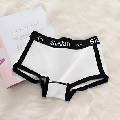 White Women's Boxer Briefs with Piping