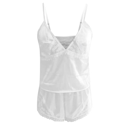 White Women's Pyjamas with Lace Inserts