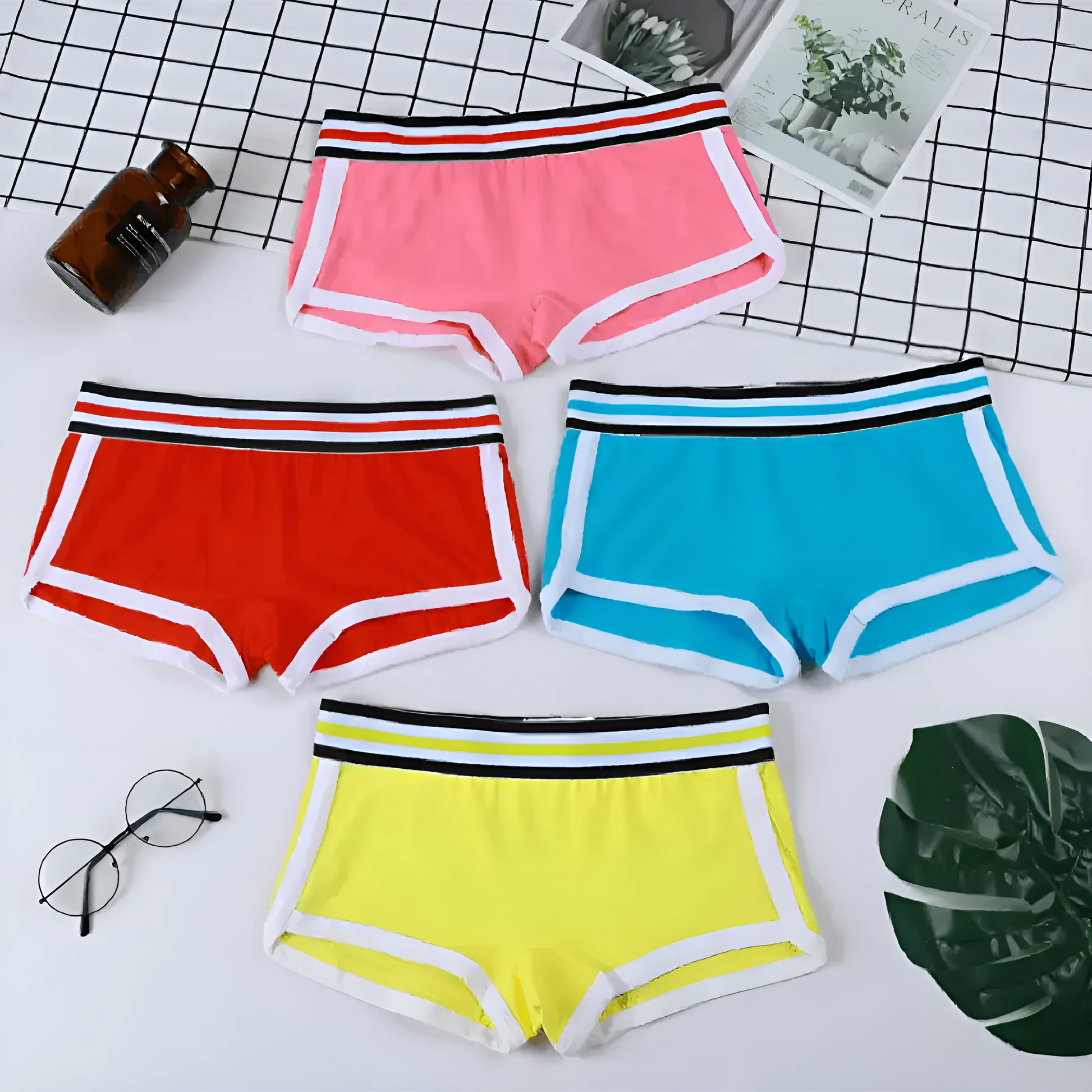  Women's Boxer Briefs with Colourful Waistband