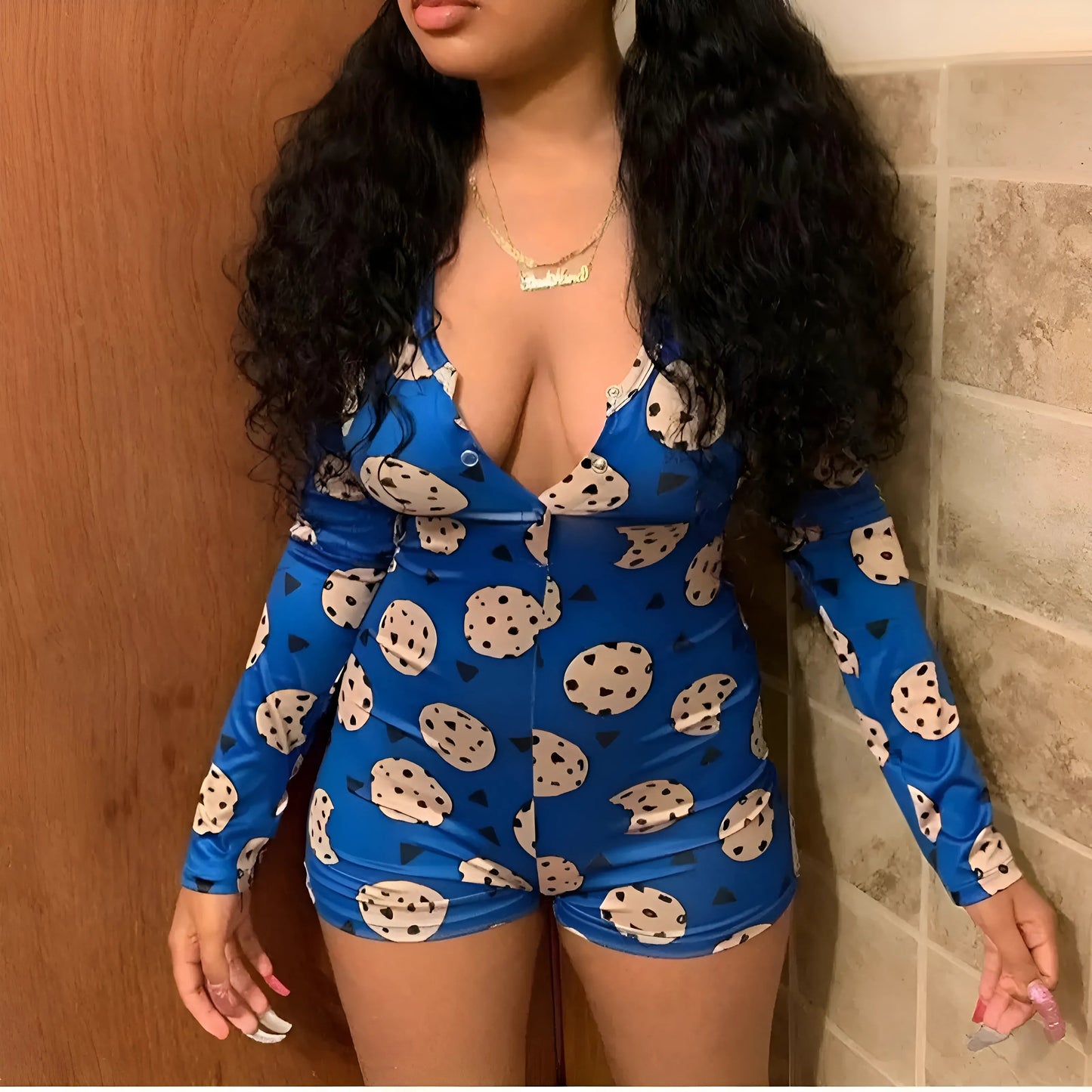  Women's Cookie Print Romper