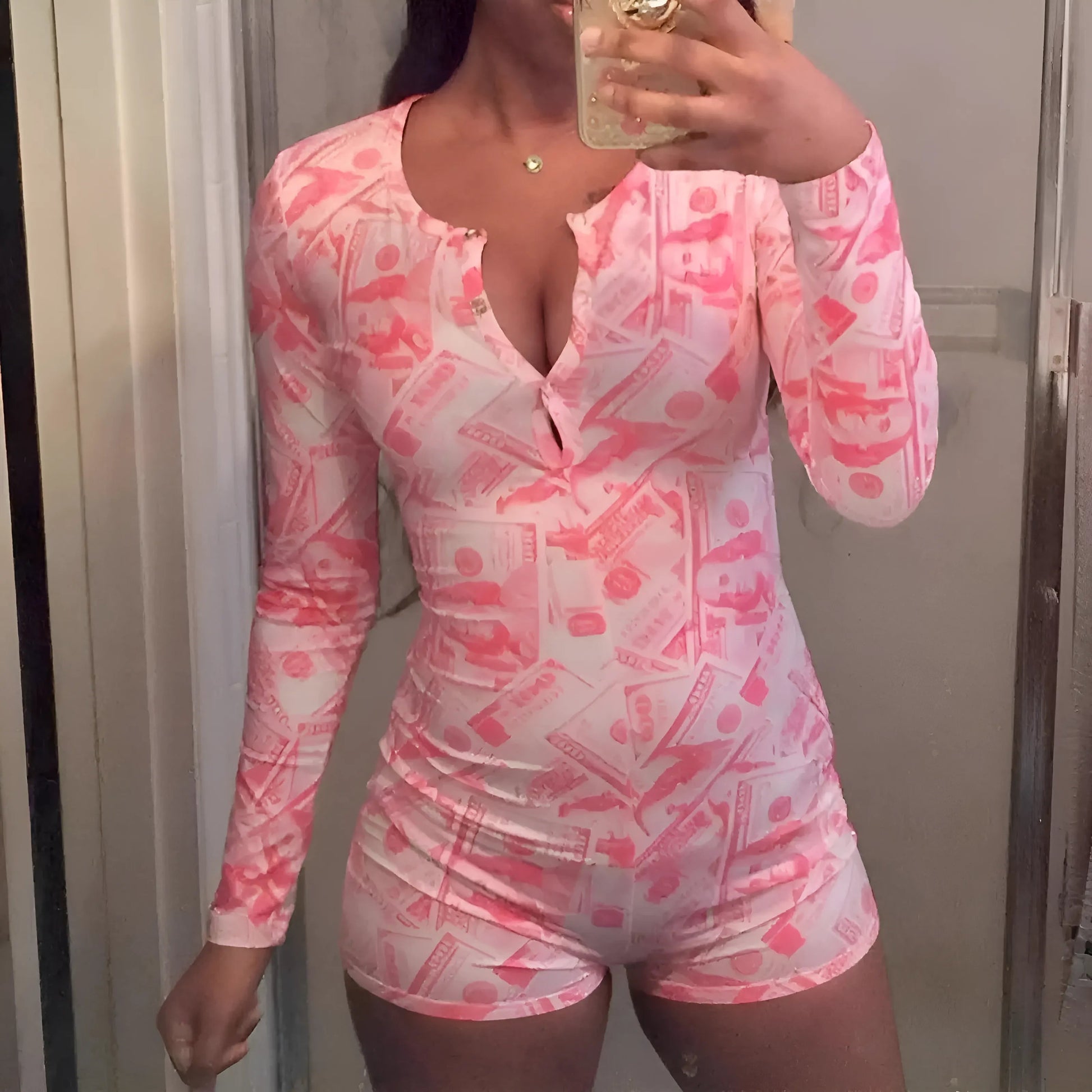  Women's Money Print Romper