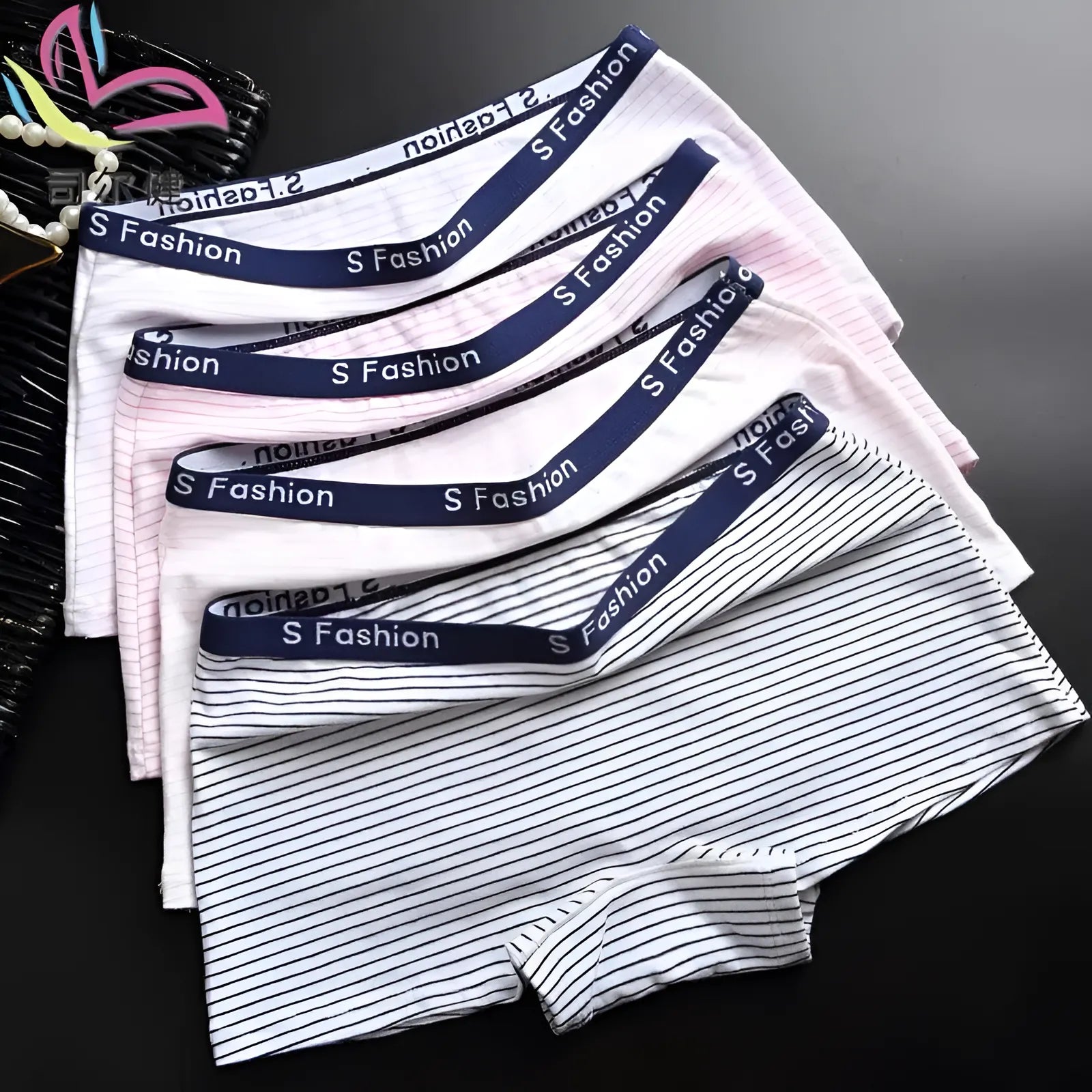  Women's Striped Boxer Briefs