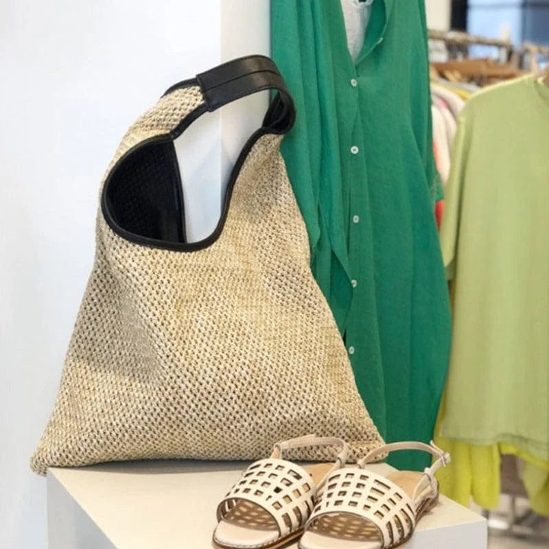 Woven fabric beach bag