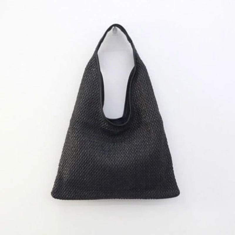 Woven fabric beach bag - black