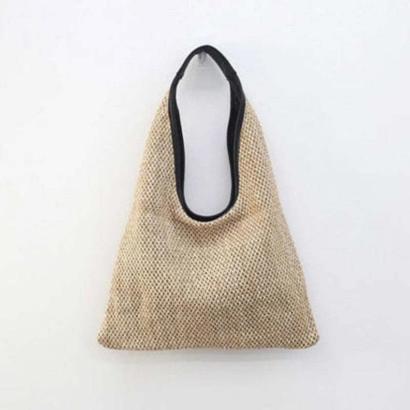 Woven fabric beach bag - brown