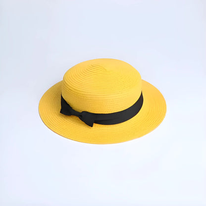 Yellow Beach Hat with Black Ribbon