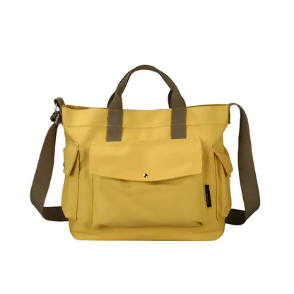 Yellow Canvas Tote Bag with Pockets