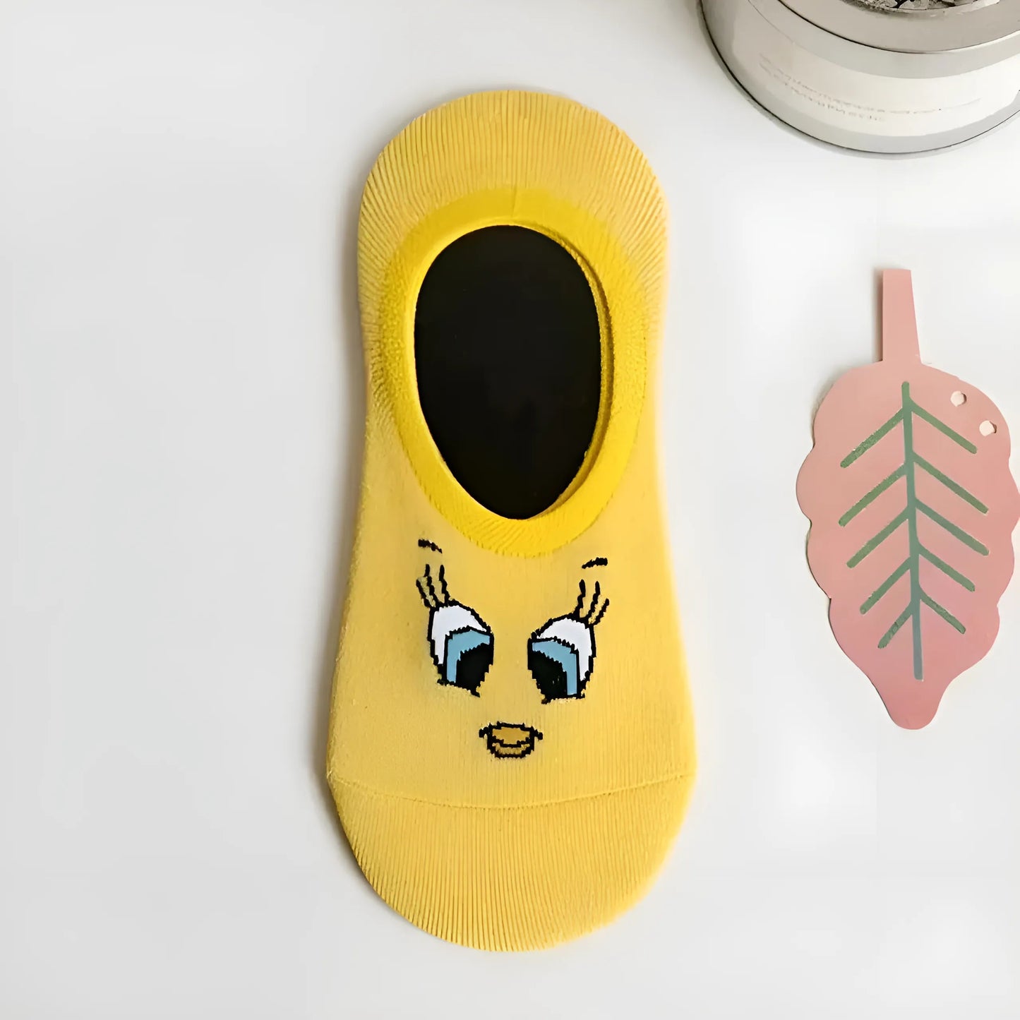 Yellow Cartoon Character Ankle Socks