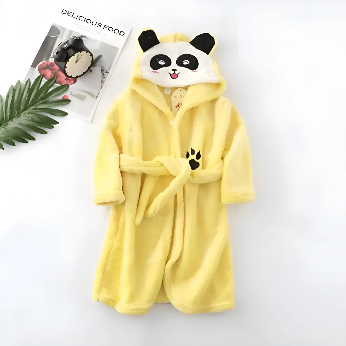 Yellow Children's Panda Print Bathrobe