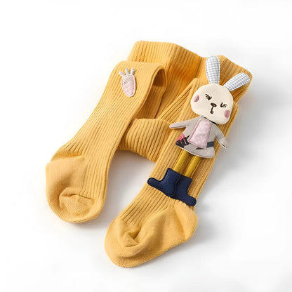 Yellow Children's Tights with Bunny Design