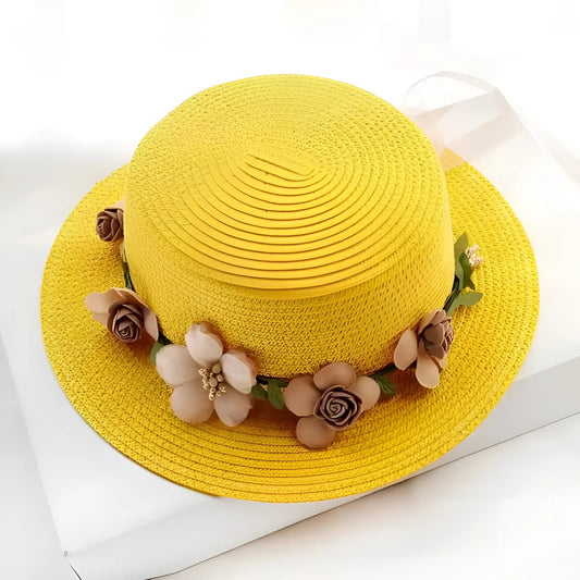 Yellow Floral Beach Hat