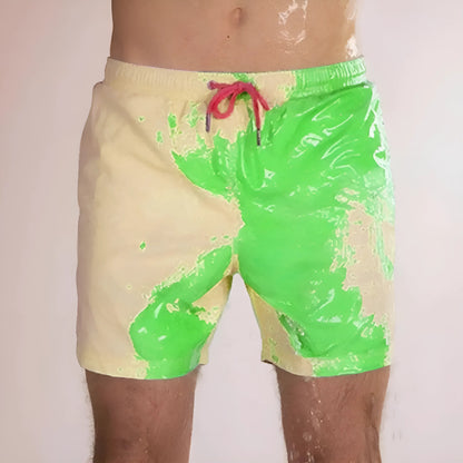 Yellow-Green Men's Colour-Changing Swim Shorts