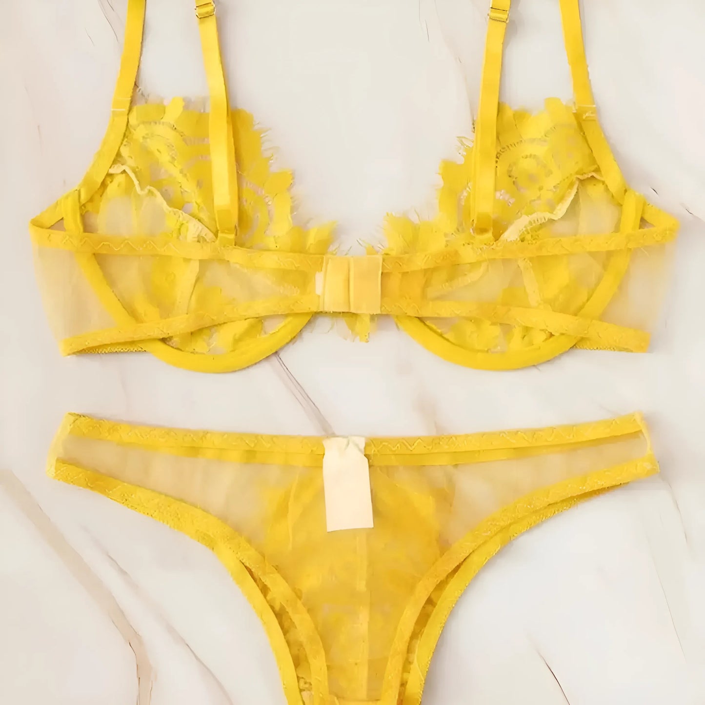 Yellow Lace Lingerie Set