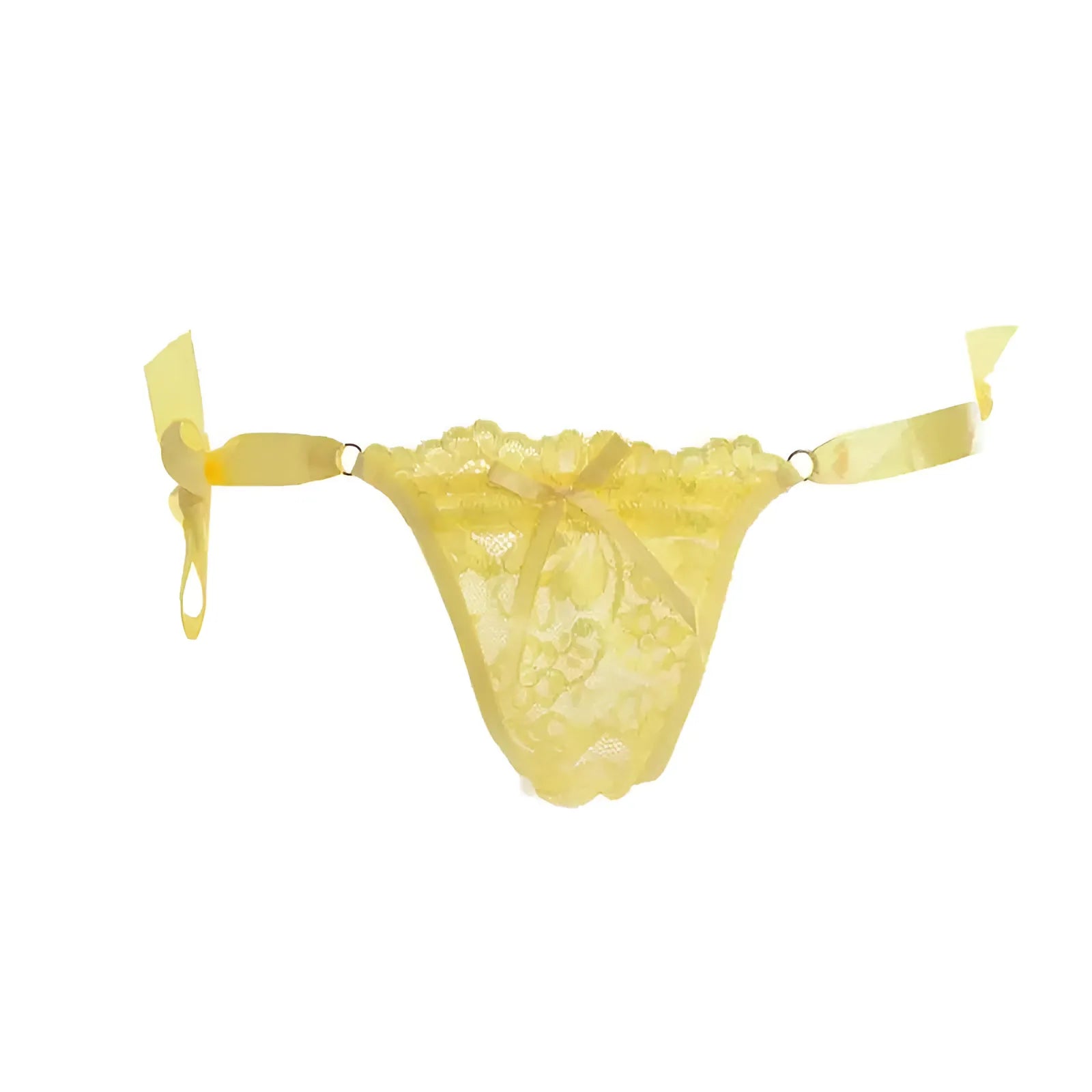 Yellow Lace String Thong with Hip Ties