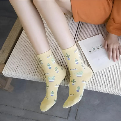 Yellow Long Cactus Socks