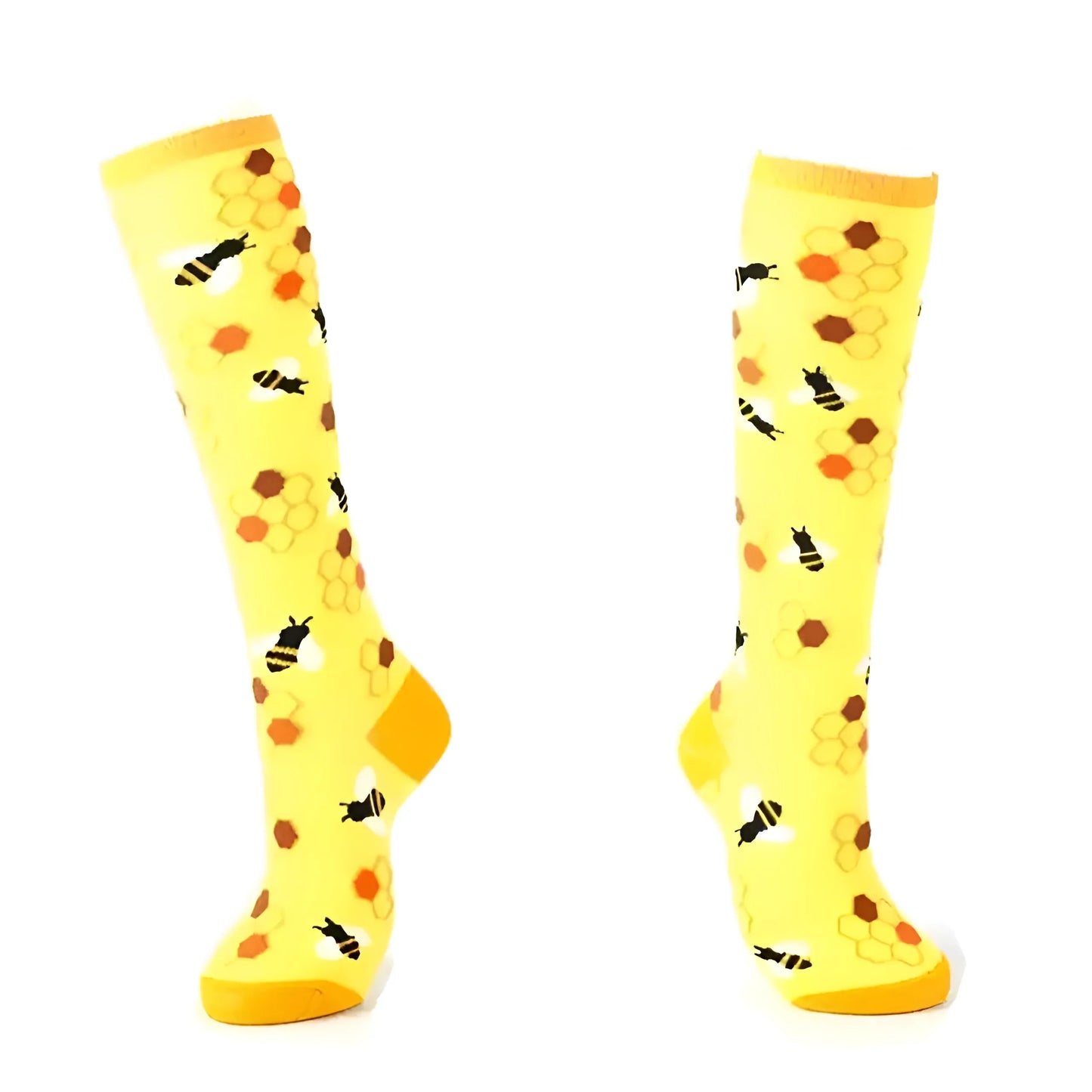 Yellow Long Socks in Colourful Patterns