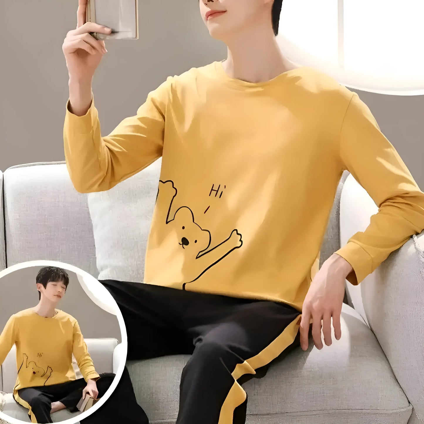 Yellow Men's Printed Pyjamas