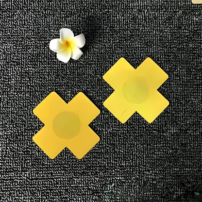 Yellow Nipple Cover Stickers in 'X' Shape