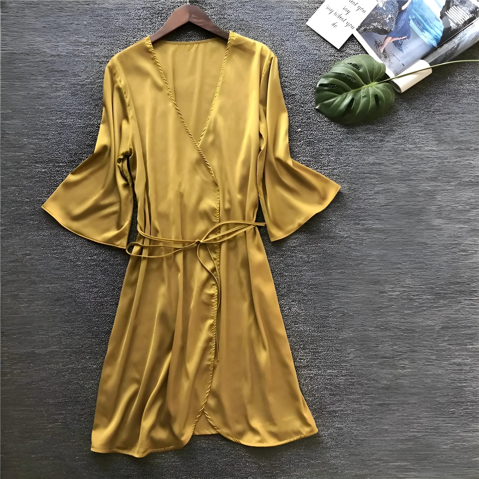 Yellow Satin Robe Pinafore